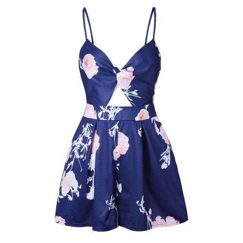 Floral Printed V-Neck Bodycon Romper, iBuyXi.com, Mini dresses, beach dresses, summer collection, women outfits, playsuits, jumpsuits, cute rompers, summer outfits, spring outfits