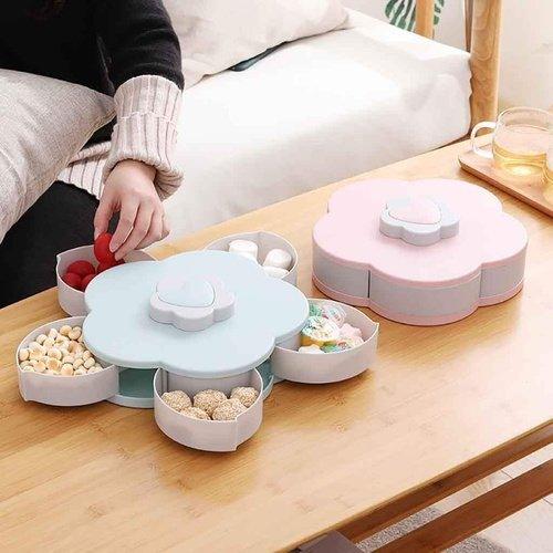 Flower Shape Rotating Candy Storage Box, household online shopping, iBuyXi.com, table decoration, living room decoration, living room table accessories, nuts table holder