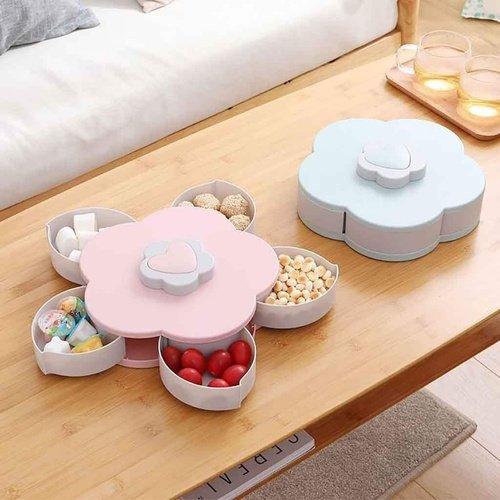 Flower Shape Rotating Candy Storage Box, household online shopping, iBuyXi.com, table decoration, living room decoration, living roon table accessories, nuts table holder