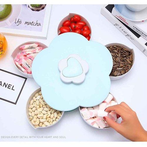 Flower Shape Rotating Candy Storage Box, household online shopping, iBuyXi.com, table decoration, living room decoration, living room table accessories, nuts table holder