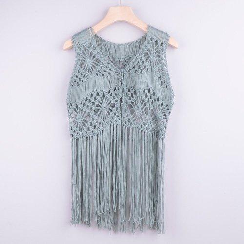 Fringe Lace Tassels Beach Cover Up With Cape Tops And Blouses Ideal To Wear As Swimsuit Cover-Up. - ibuyxi.com