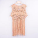 Fringe Lace Tassels Beach Cover Up With Cape Tops And Blouses Ideal To Wear As Swimsuit Cover-Up. - ibuyxi.com