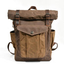 Large Capacity Waterproof Oil Waxed Canvas Leather Rucksack Backpack,, ibuyxi.com