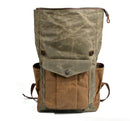 Large Capacity Waterproof Oil Waxed Canvas Leather Rucksack Backpack,, ibuyxi.com