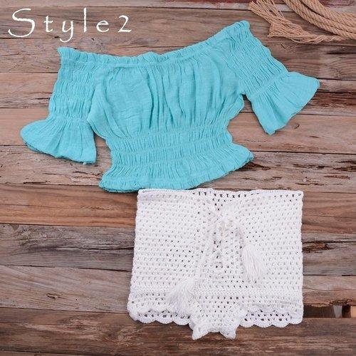 Handmade Crochet Bikini Set With High Wasit And Tank Top Hot Pants Ideal Choice For Summer Season. - ibuyxi.com