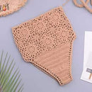 Bikini knitting Swimsuit Crochet Bohemia Style Off Shoulder High Neck , Swimwear, Swim dress, Swimsuit Top Print Flamingo Bathing Suit, iBuyXi.com