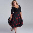 Plus Size V-Neck Mid-Calf Floral Dress, iBuyXi.com - Shop Unique Selection Of Products, Online shopping store, Affirm Payment, Pay with Free Interest Installments, Women Dress, Fashion Dresses, Plus Size Dress, Mid-Calf Dress, Floral Dress, Casual Summer Dress, Sundress Evening Party Dress.