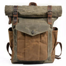 Large Capacity Waterproof Oil Waxed Canvas Leather Rucksack Backpack,, ibuyxi.com