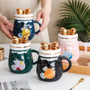 Creative Golden Bow Mug Ceramic Cup with Cover