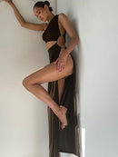 Sleeveless Backless Cutout Split Gown Maxi Dress, ibuyxi.com