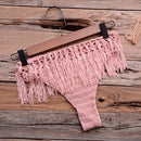 Crochet Knitted Tassel Bikini Set Beachwear And Ideal for Bathing and Wearing as Push Up Swimsuit for Pool party. iBuyXi.com