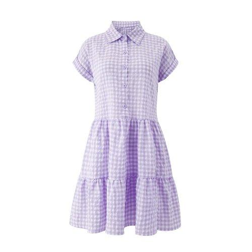 Plaid Ruffles Loose A-Line Shirt Dress, iBuyXi.com