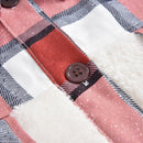 Patchwork Plaid Teddy Coat, Women Fuzzy Sherpa Fleece Warm Jacket Button Collar Long Sleeve Sweatshirt Plaid Plush Patchwork Shirt Outwear Tops Coat with Pockets Fall Winter Clothes, iBuyXi.com, Online shopping store, women clothing, stylish women jacket, casual coat for women, gift idea for girlfriend
