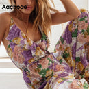 Boho V-Neck Floral Print Sleeveless Backless Ruffle Jumpsuits,Loose Maxi, Spring Dress Beading Pleated Wide Leg V-Neck High Waist Lace Up Jumpsuit,Boho Floral Print Deep V-Neck Butterfly Mini Dress,Elegant Party Dress Belted Loose Oversized Plus Size Women Clothing ,iBuyXi.com