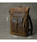 Cowhide Leather Large Capacity Travel Retro Backpack, ibuyxi.com