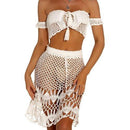 Off Shoulder Knitted Crochet Along With Crop Top And Skirts which comes in 2 Piece Set and highly recommend for Summer and Beachwear. iBuyXi.com