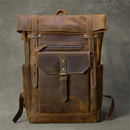 Cowhide Leather Large Capacity Travel Retro Backpack, ibuyxi.com