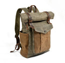Large Capacity Waterproof Oil Waxed Canvas Leather Rucksack Backpack,, ibuyxi.com