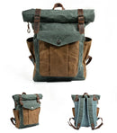 Large Capacity Waterproof Oil Waxed Canvas Leather Rucksack Backpack,, ibuyxi.com