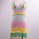 Tassel Crochet Bikini Set with Multicolored Hand Made Halter Hollow Out, Backless Dress Cover Up for Swimming And Beach. iBuyXi.com
