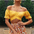 Ruffles Blouse V-Neck Crop Top. Visit iBuyXi.com for Online Shopping and Shop the Unique Selection, Fashion Ruffles Blouse Shirt, Crop Top, Sexy V-Neck Top, Tee Summer Casual Ladies Top, Female Women Short Sleeve Blouse Pullover.