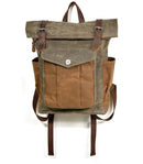 Large Capacity Waterproof Oil Waxed Canvas Leather Rucksack Backpack,, ibuyxi.com