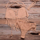Crochet Knitted Tassel Bikini Set Beachwear And Ideal for Bathing and Wearing as Push Up Swimsuit for Pool party. iBuyXi.com