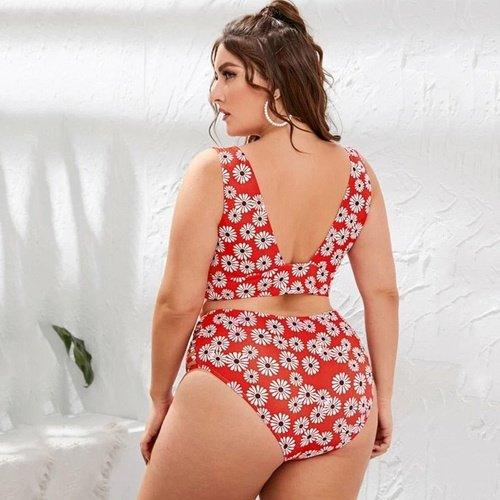 Plus Size High Waist Push Up Bikini Set  Bathing In Floral Print Design Ideal For Summer Season. - ibuyxi.com
