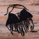 Crochet Knitted Tassel Bikini Set Beachwear And Ideal for Bathing and Wearing as Push Up Swimsuit for Pool party. iBuyXi.com