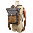 Large Capacity Waterproof Oil Waxed Canvas Leather Rucksack Backpack,, ibuyxi.com