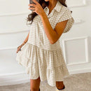 Plaid Ruffles Loose A-Line Shirt Dress, iBuyXi.com