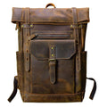 Cowhide Leather Large Capacity Travel Retro Backpack, ibuyxi.com