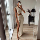 Sleeveless Backless Cutout Split Gown Maxi Dress, ibuyxi.com