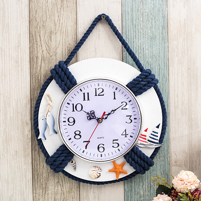 Nautical Beach Theme Life Ring Clock