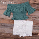 Handmade Crochet Bikini Set With High Wasit And Tank Top Hot Pants Ideal Choice For Summer Season. - ibuyxi.com