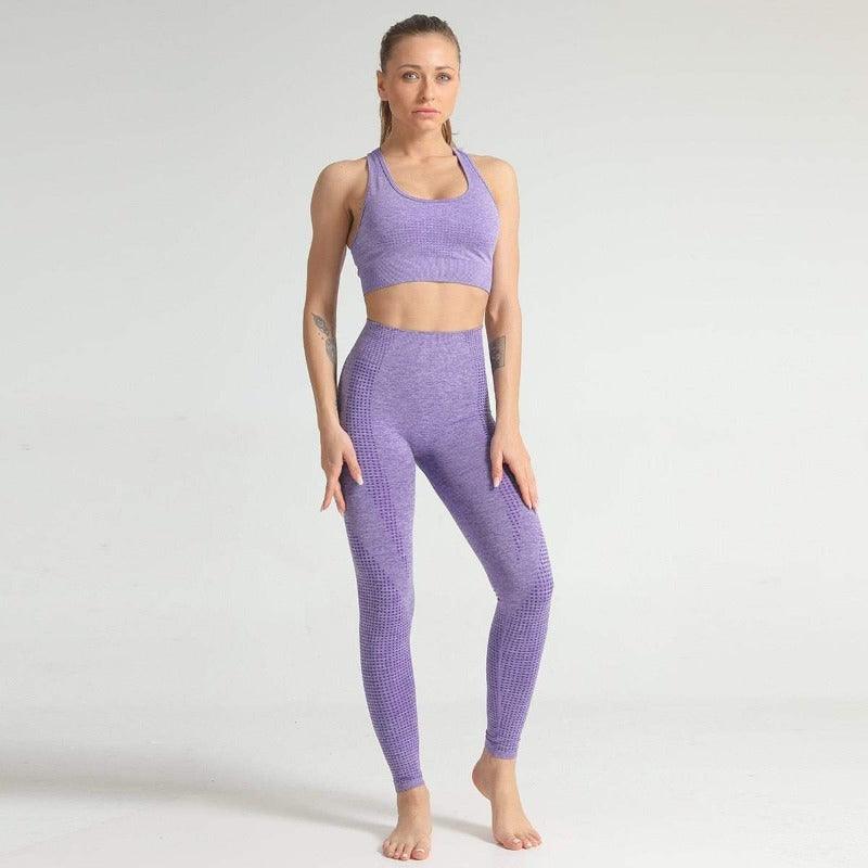 Purple Seamless Yoga Suit. Shop Online at iBuyXi.com, Yoga suit, training outfit, fitness clothes, women clothing, women sporting goods, sports bra, training bra, fitness suit, purple tops and bottom, yoga suit, yoga tops, yoga bottom, yoga shirt, leggings, fitness clothes