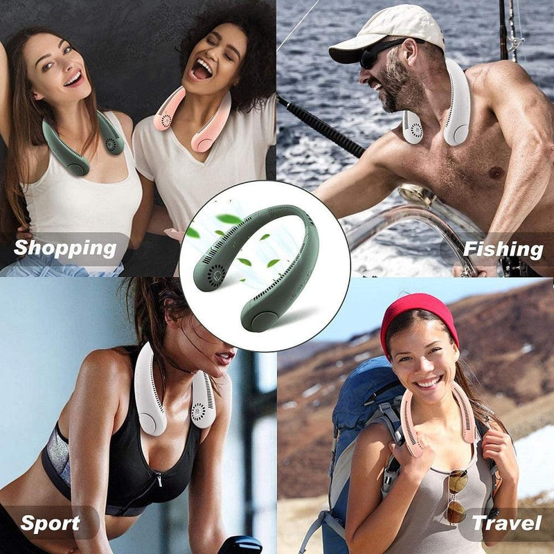Mini Bladeless Fan, Neck  USB Rechargeable speed adjustable, Portable Fans, 360° COOLING DESIGN, USB Neck Fan, Hanging Personal Fan Bladeless Neck Cooler, 4000 mAh Battery, Operated Wearable Rechargeable USB Fan,Quiet Wearable, iBuyXi.com