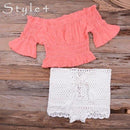 Handmade Crochet Bikini Set With High Wasit And Tank Top Hot Pants Ideal Choice For Summer Season. - ibuyxi.com