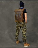 Cowhide Leather Large Capacity Travel Retro Backpack, ibuyxi.com