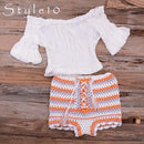 Handmade Crochet Bikini Set With High Wasit And Tank Top Hot Pants Ideal Choice For Summer Season. - ibuyxi.com
