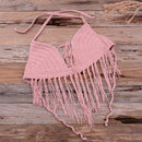 Crochet Knitted Tassel Bikini Set Beachwear And Ideal for Bathing and Wearing as Push Up Swimsuit for Pool party. iBuyXi.com