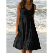 Women Holiday Summer Solid Sleeveless Party Beach Dress, iBuyXi.com, Beach Dress, Women Clothes, Summer