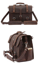 Vintage Crazy Horse Genuine Leather Business Briefcase Bag, ibuyxi.com