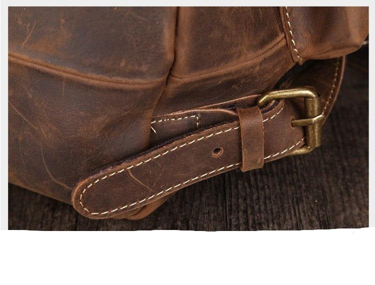 Crazy Horse Genuine Leather Saddle Rucksack Backpack, ibuyxi.com