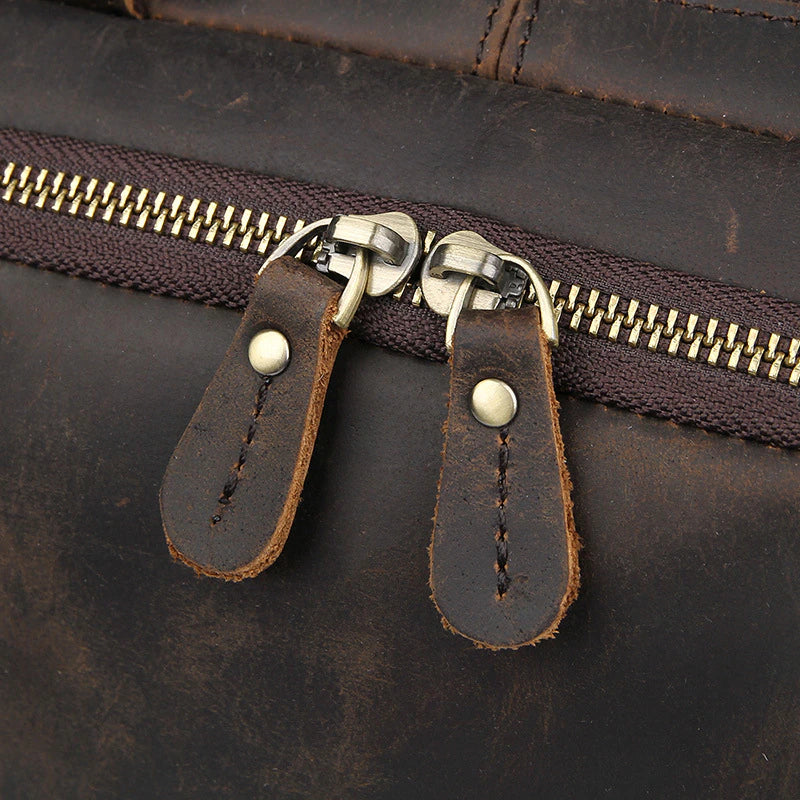 Vintage Crazy Horse Leather Tote Portfolio Handbag, ibuyxi.com