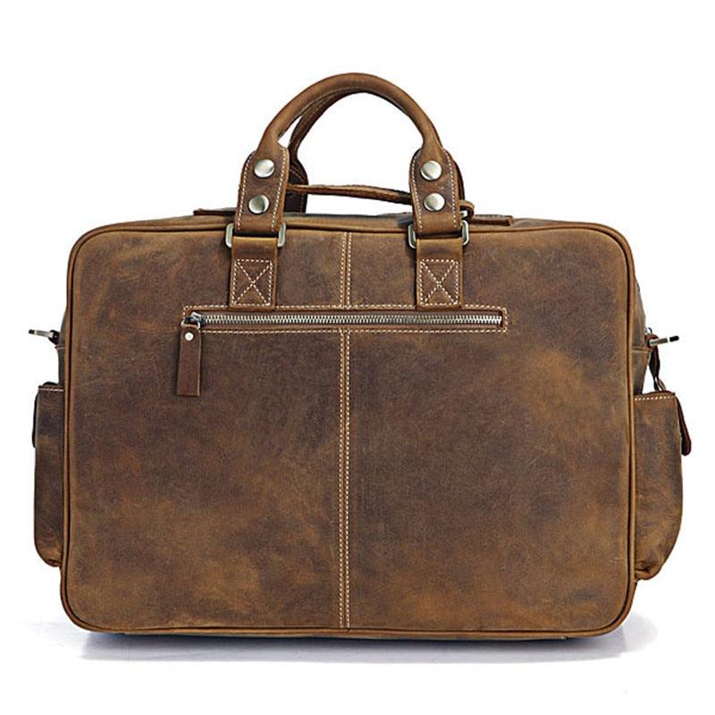Vintage Crazy Horse Genuine Leather Travel Duffle Bag - view 7
