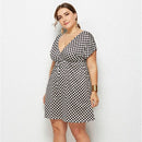 Plus Size V-neck Floral High-Waist Mini Dress - iBuyXi.com