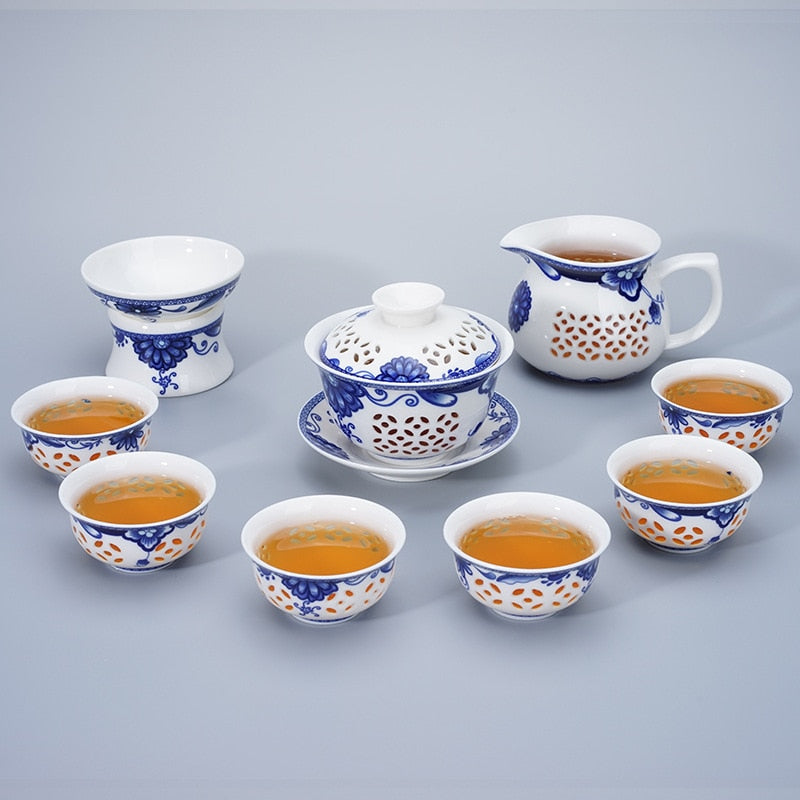 Blue and White Exquisite 6 Tea Pot Cup Set