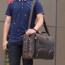 Vintage Crazy Horse Leather Tote Portfolio Handbag, ibuyxi.com