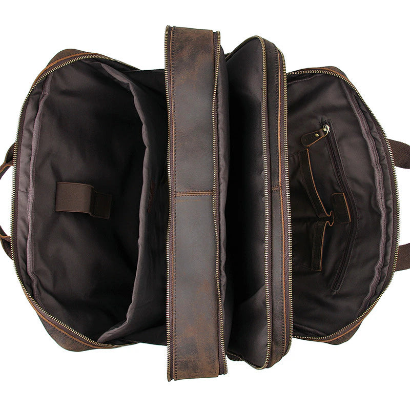 Vintage Crazy Horse Leather Tote Portfolio Handbag, ibuyxi.com